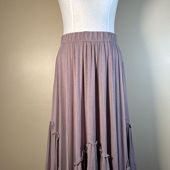 NWT Three Bird Nest Skirt Large Tan Boho Asymmetrical Ruffle Made USA Festival - Picture 3 of 11